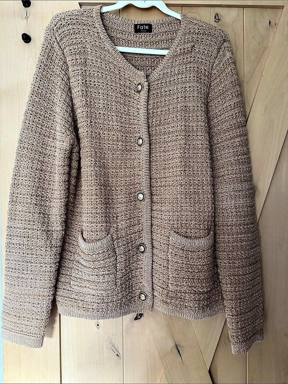Fate Cotton Knit Cardigan in Brown Size Medium